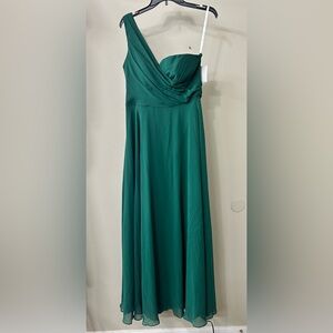 NWT Celebrate DB Studio Green One-Shoulder Evening Dress Sz 12